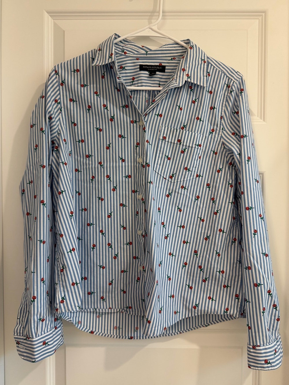 Banana Republic Striped Rose Button Down Shirt